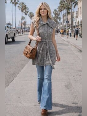 Say What? Sleeveless Knit Sweater Vest Dress L Juniors Green Button Belted NWT